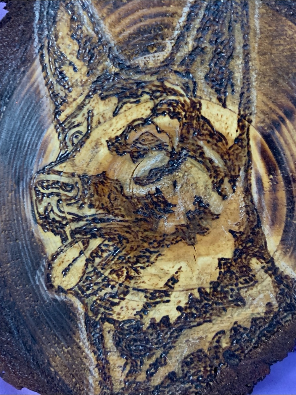 Wood Burned German Shepherd Wall Art - Brown & Black - Picture 2 of 6